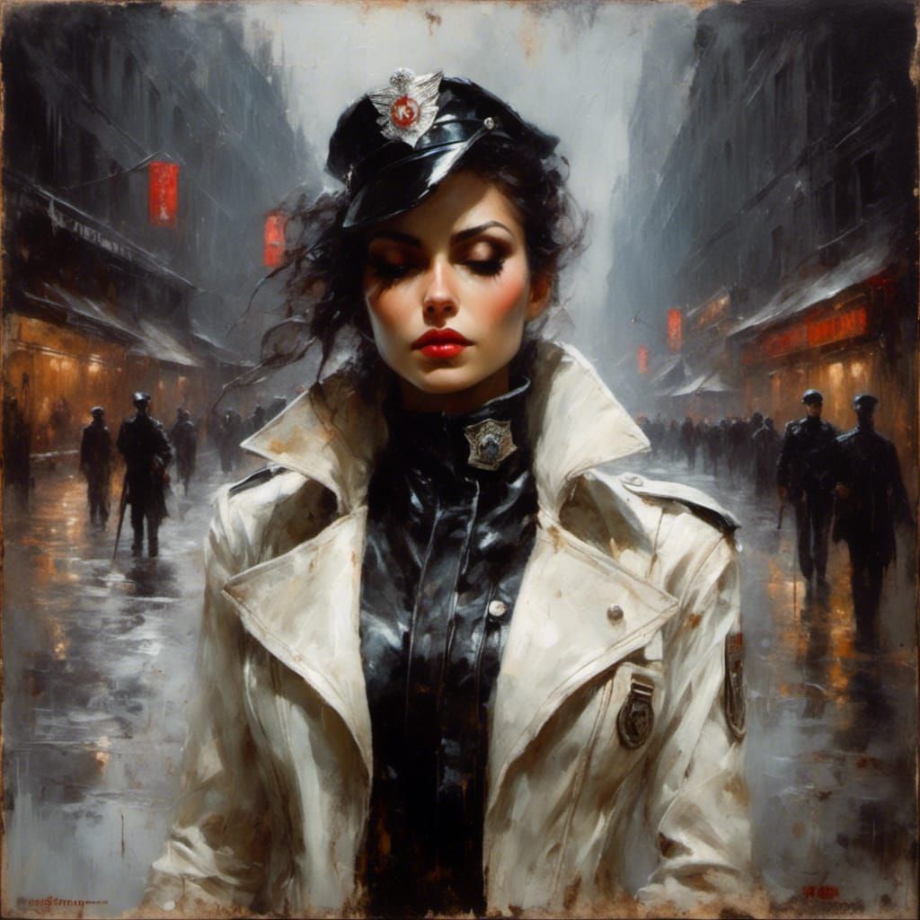 Macabre Gothic Oil Painting of French Pixie