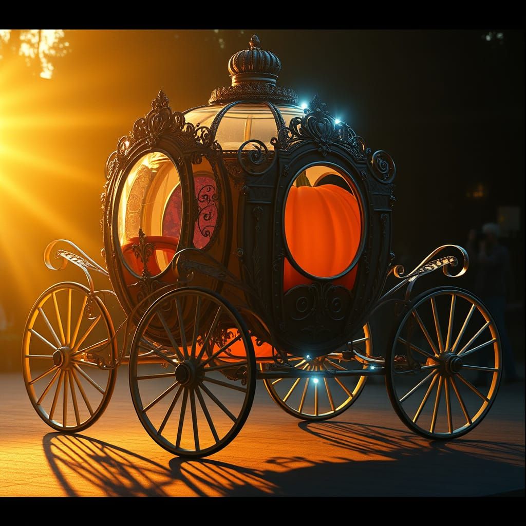 Golden Carriage Transforms into Majestic Pumpkin