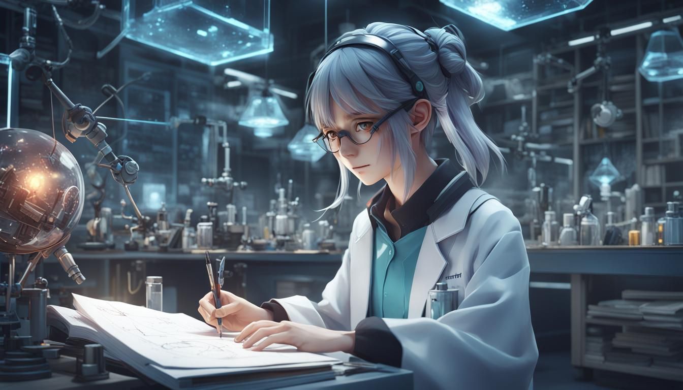 Anime Style Scientist in Detailed 3D Art