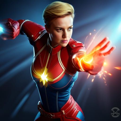 Captain Marvel in Action: Futuristic Graffiti Art