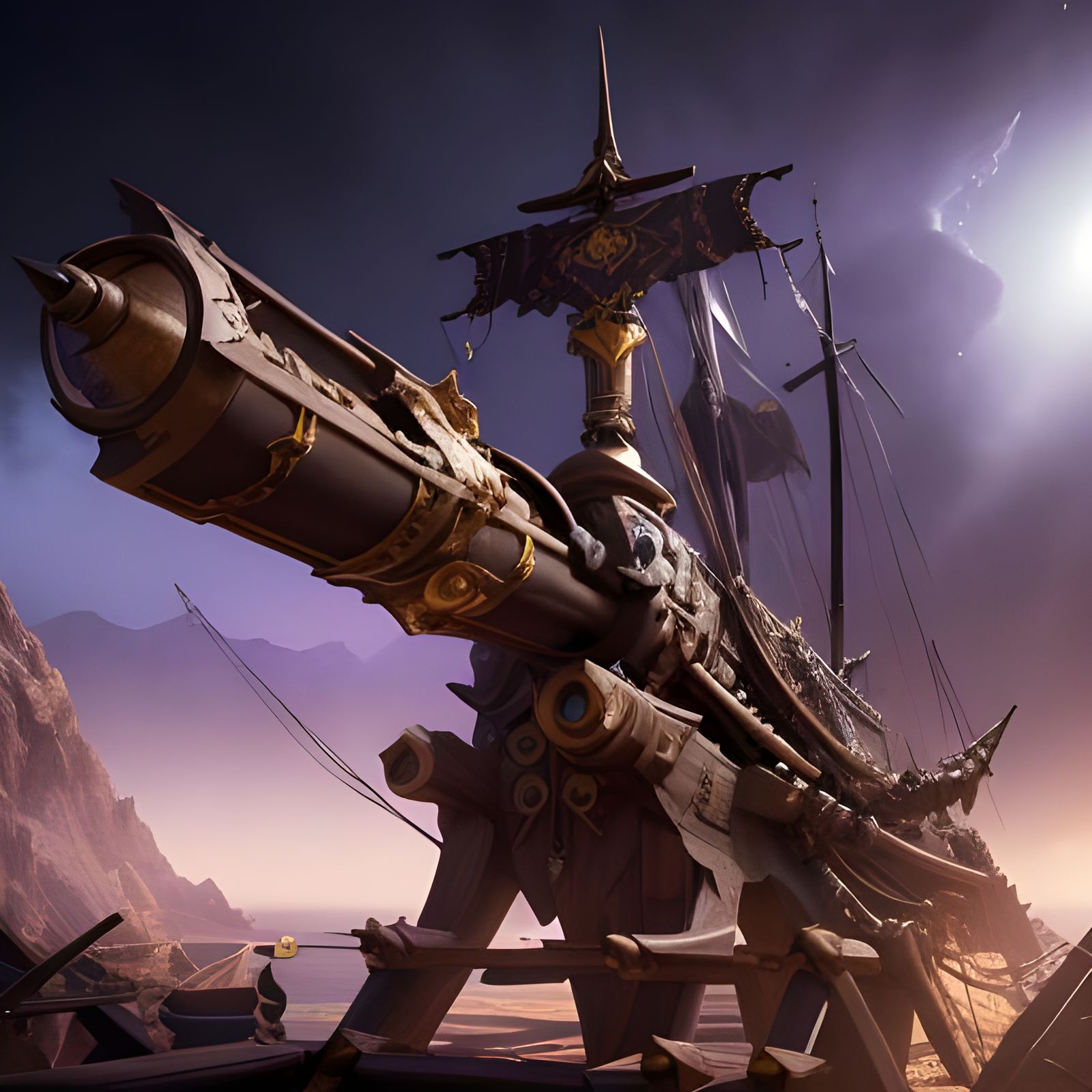 Pirate Ballista with Glass Arrows: Dark Fantasy Art