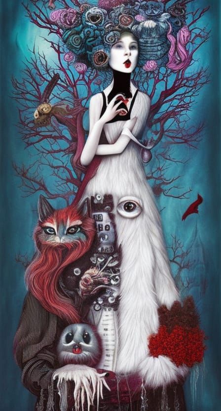 Surreal Gothic Reimagining of American Gothic Painting