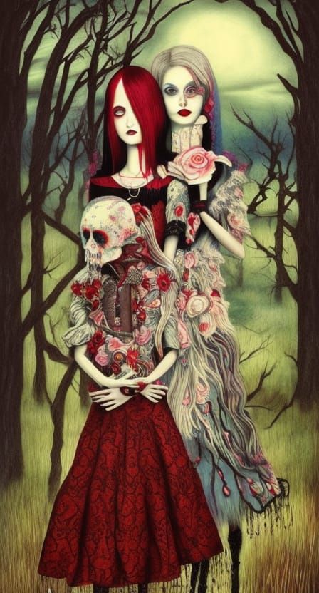 Surreal Gothic Reimagining of American Gothic Painting