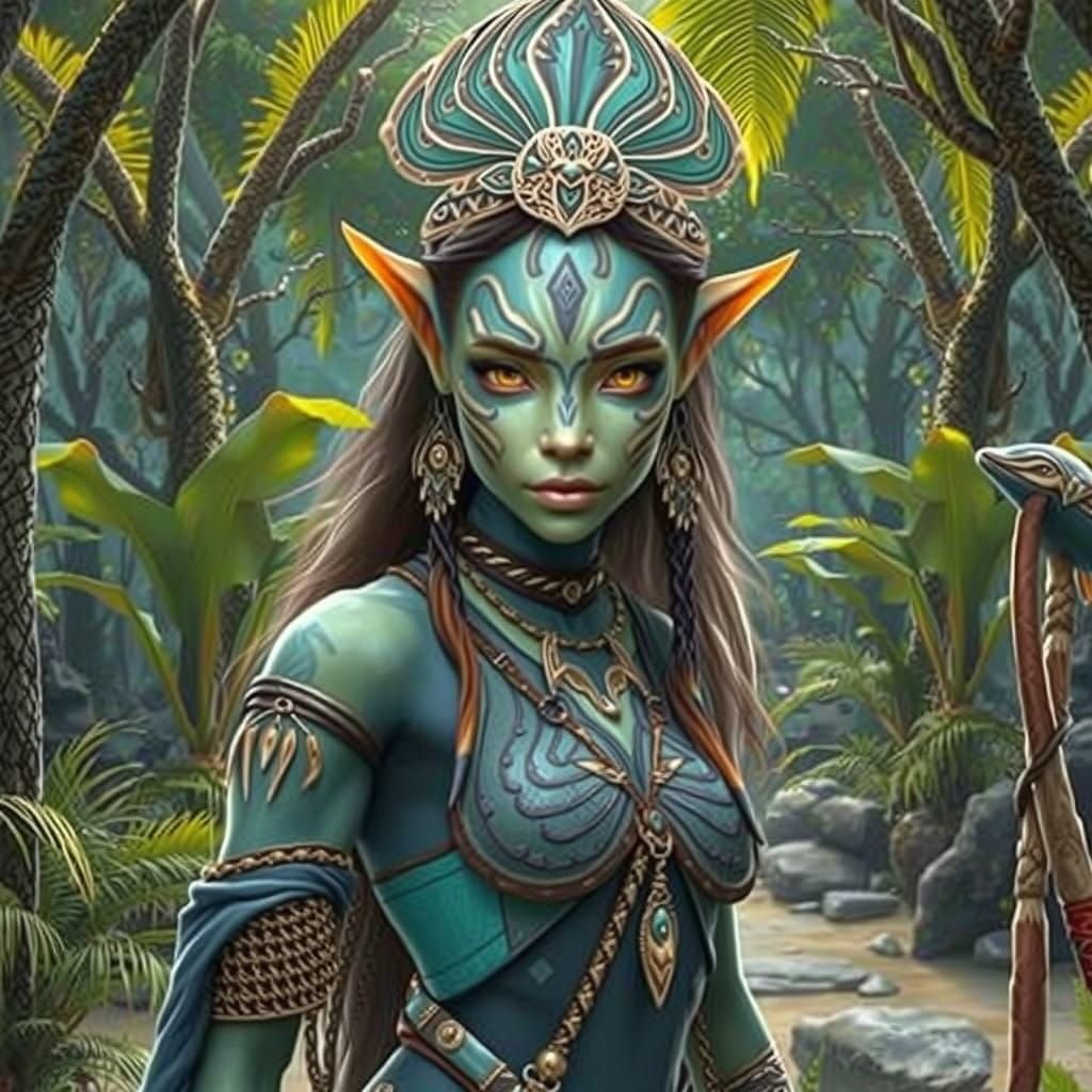 Regal Na'vi Warrior in Lush Pandora Landscape