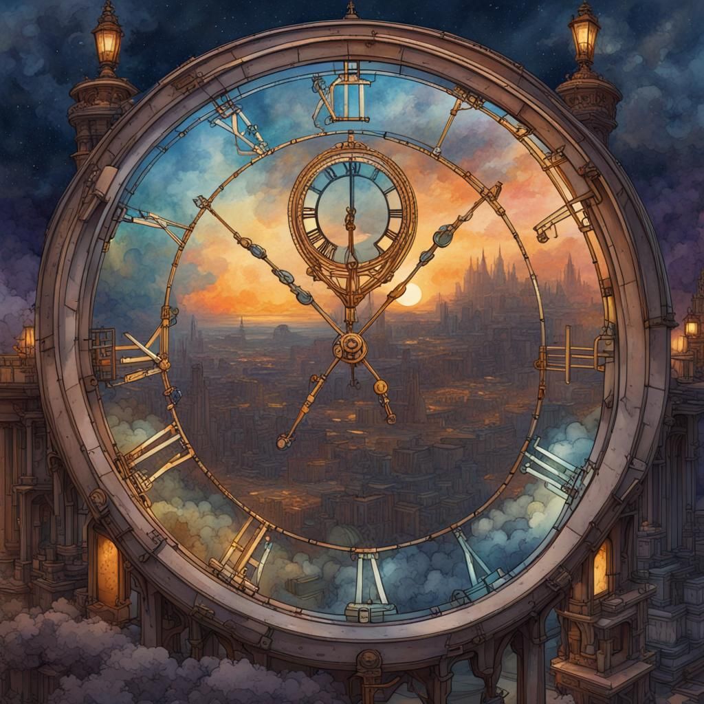 Midnight Countdown Clock in Watercolor Splash Art