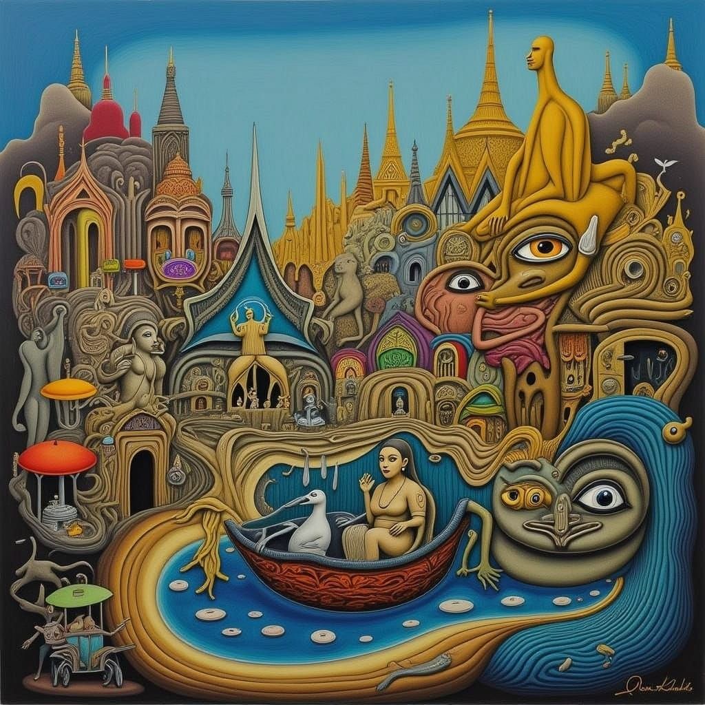 Bangkok Temples and Streets in Impressionist Style