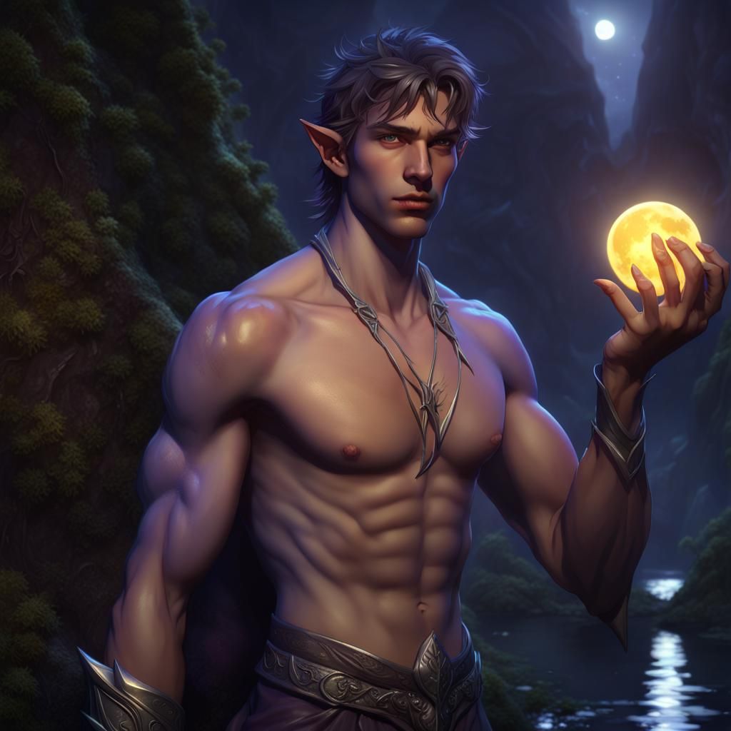 Moon Elf Concept Art in Dark Fantasy Style