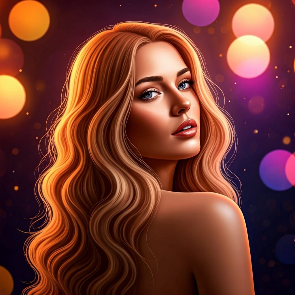 Dreamy Portrait of Woman with Glowing Orbs