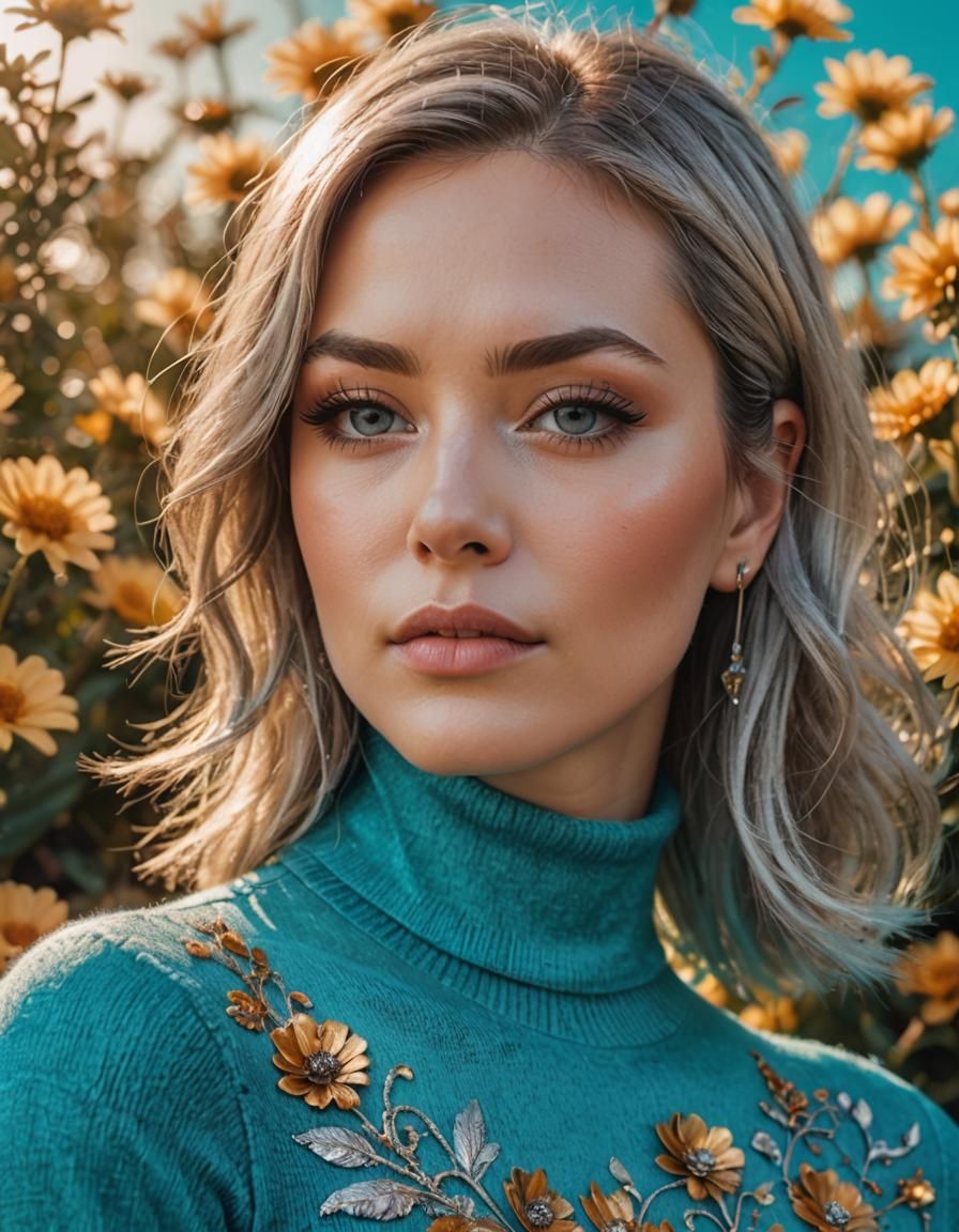 Golden Lit Portrait with Silver Lashes