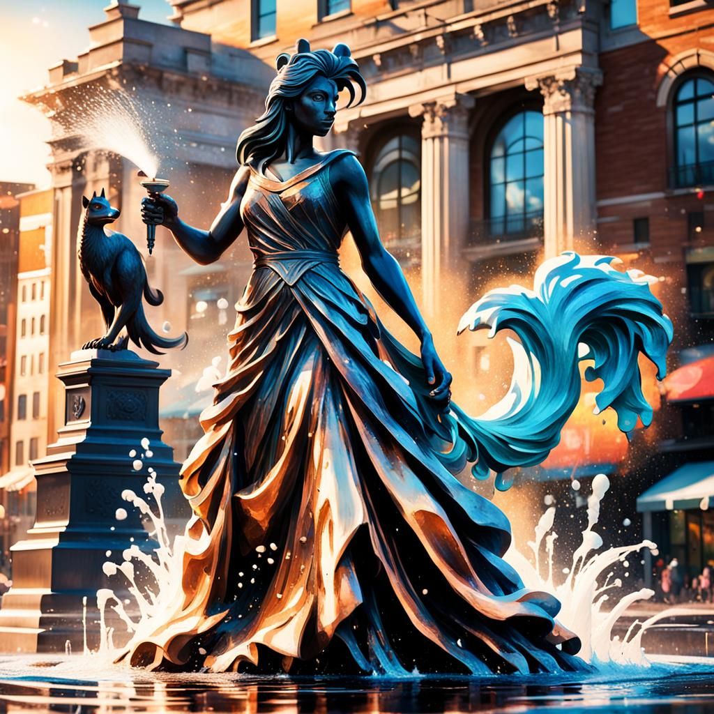 Skunk Sprays Liberty Statue: Whimsical Digital Art