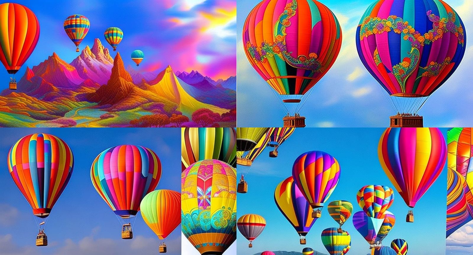 Enchanted Hot Air Balloon in a Maximalist Dreamscape