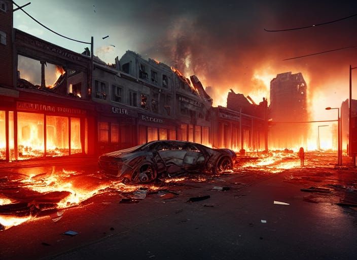 Ruined Future City in Photorealistic Style