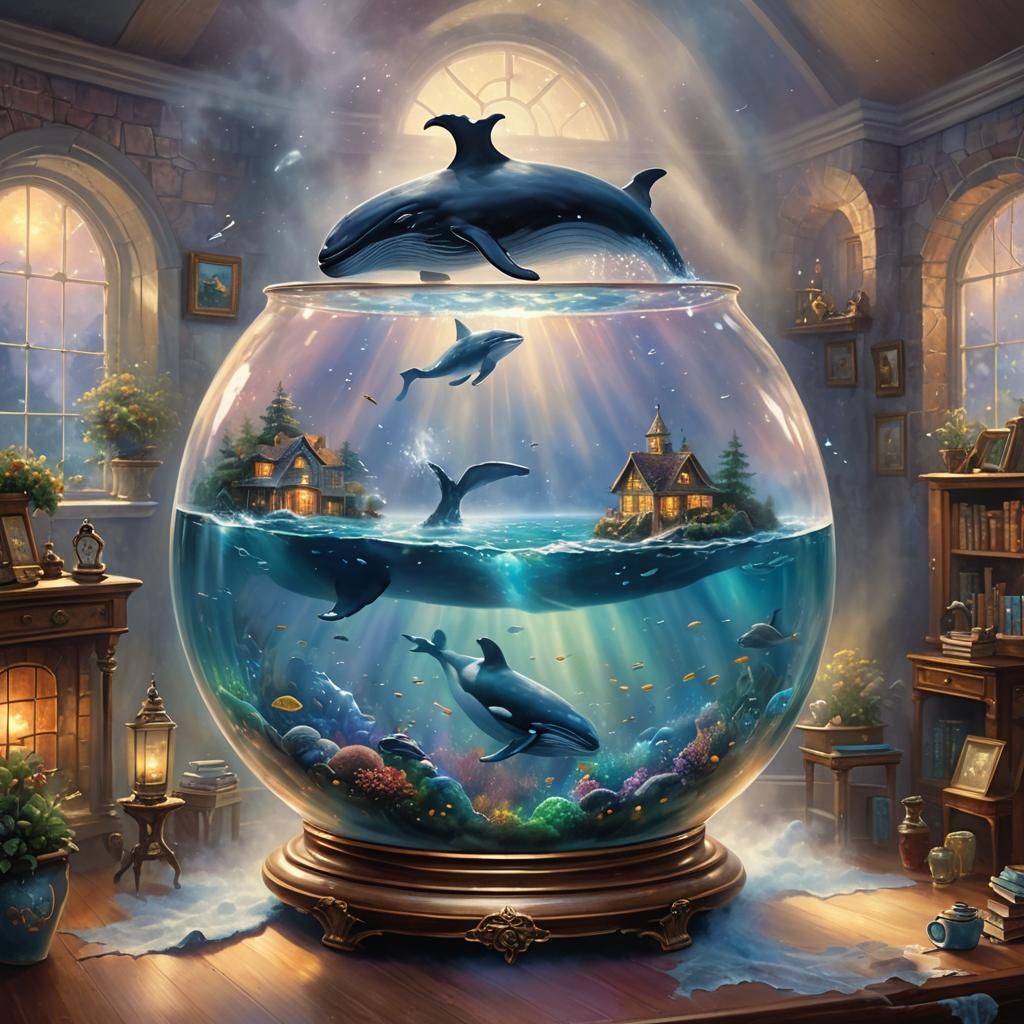 Whale in Fishbowl: Ethereal Fantasy Art