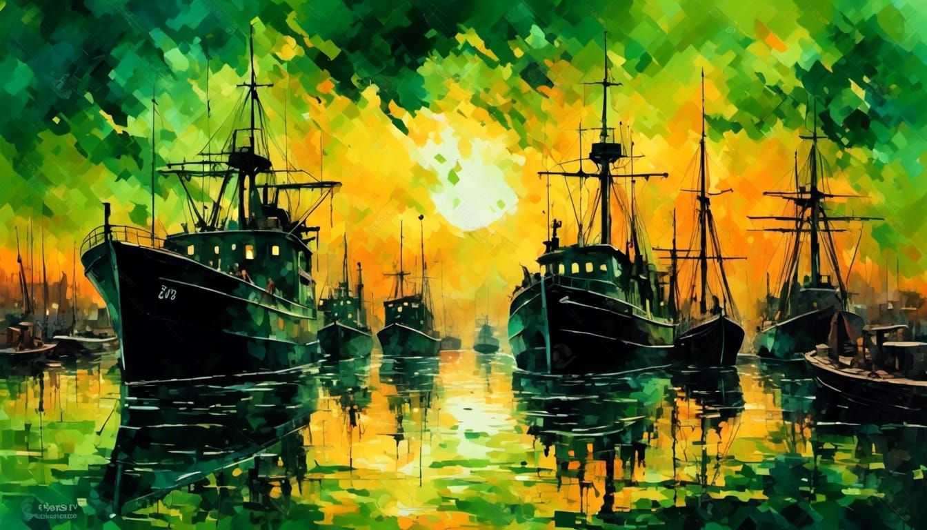 Painting, the harbor