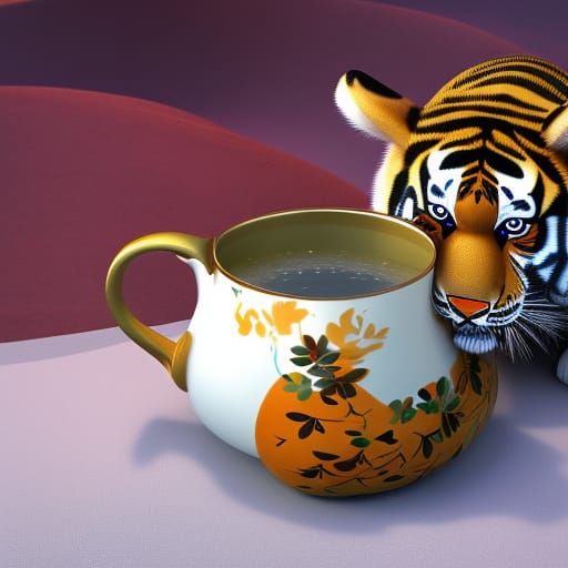 Tiger Cub in Teapot: 3D Animation in Chagall Style
