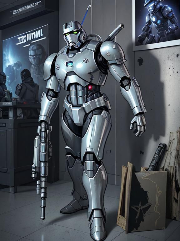 Futuristic Armored Warrior: Sci-Fi Concept Art