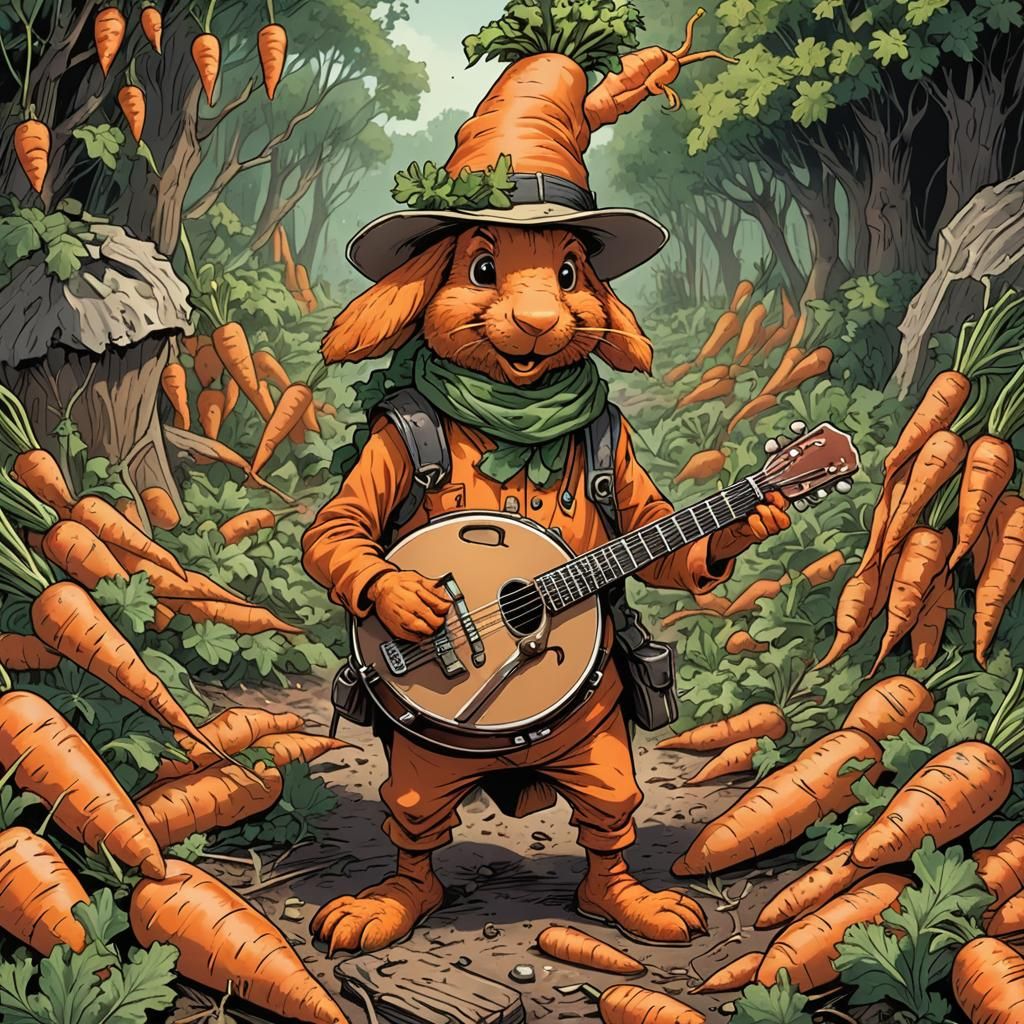 Carrot Man Plays Banjo: Comic Book Art