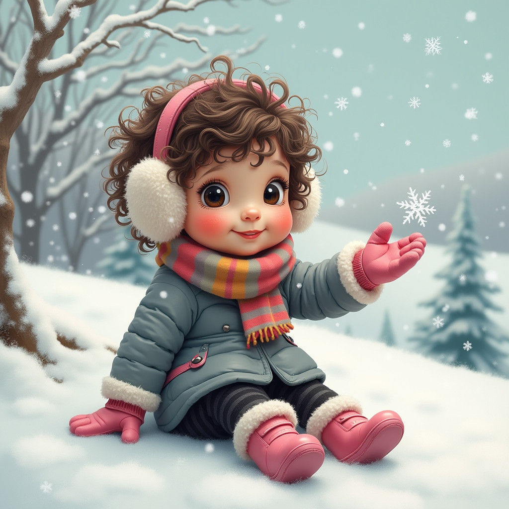 Girl in Winter Wonderland: A Dreamy Painting
