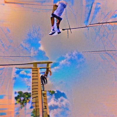 Stressful Tightrope Walk: A Minimalist Image