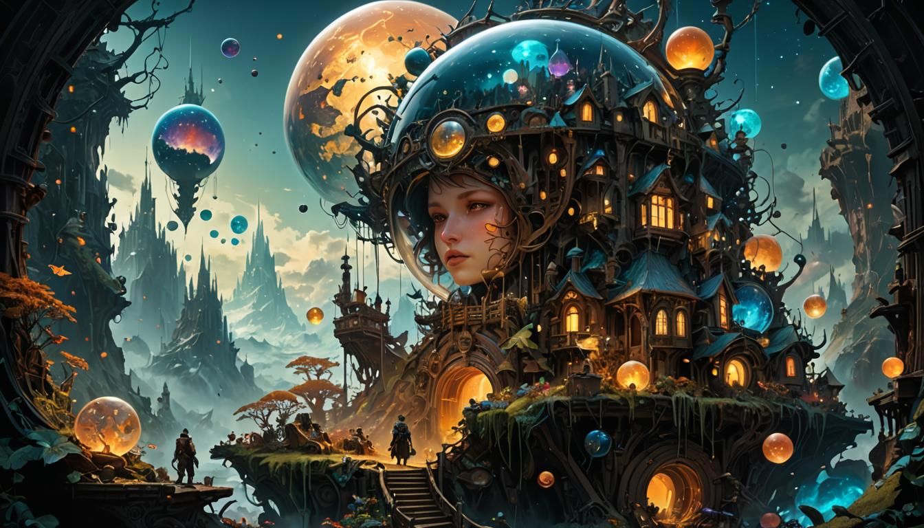 Fantasy Core Artwork: Snow Globe in Borderland Style