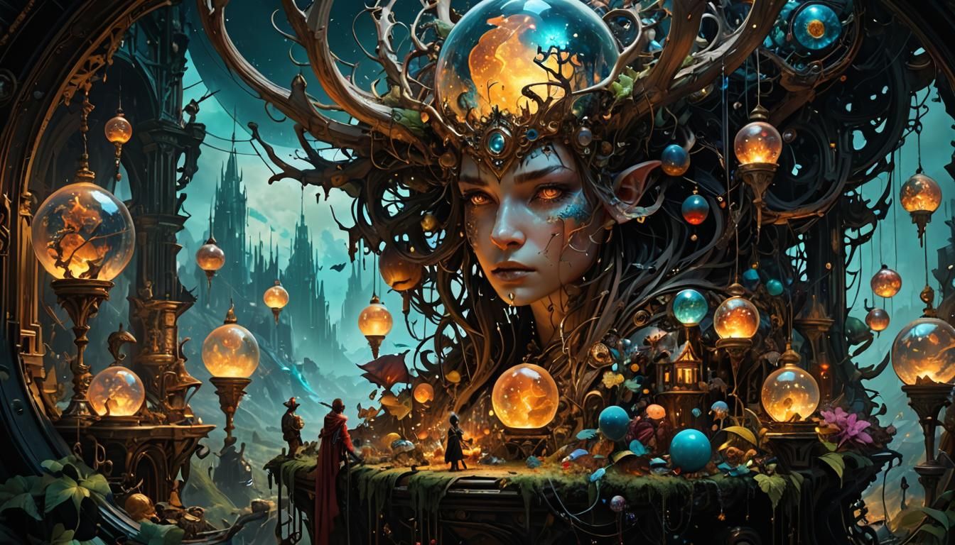 Eldritch Snowglobe Fantasy Art in Borderlands Style