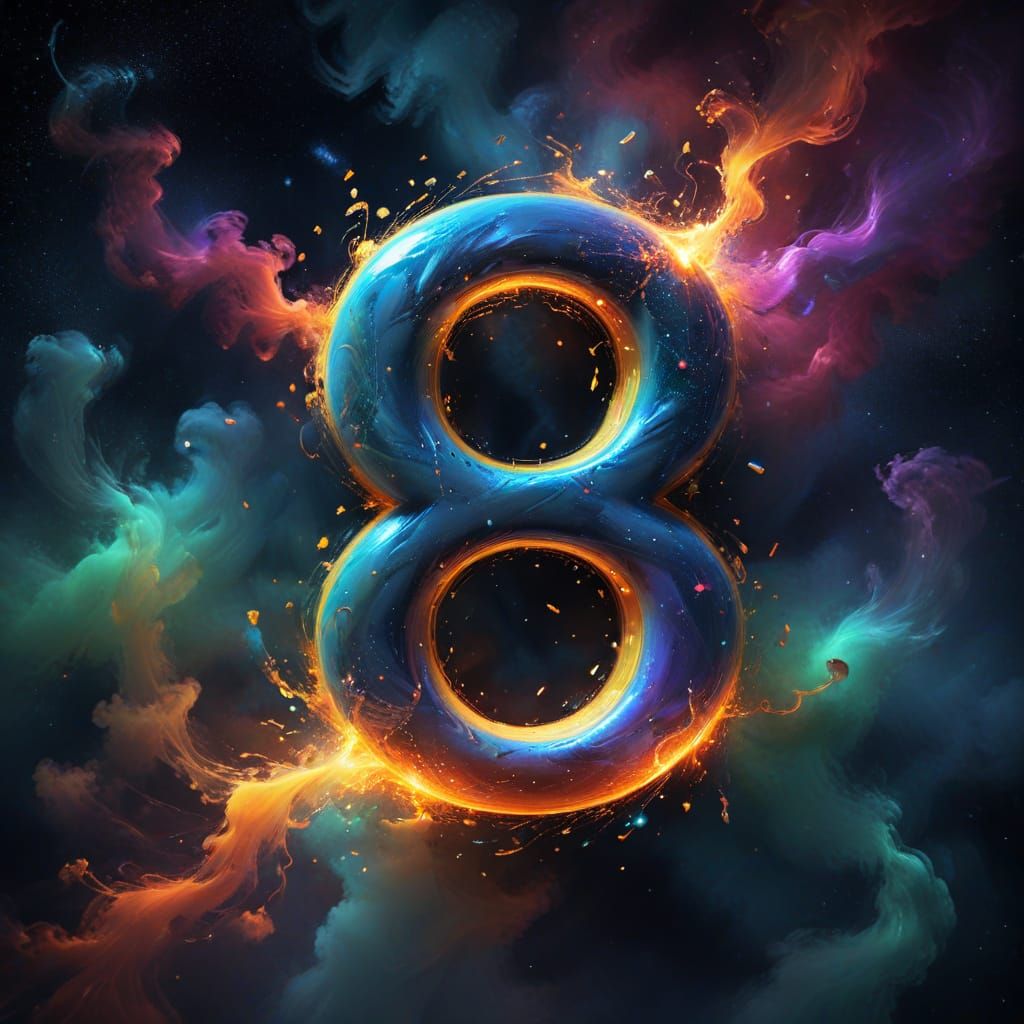 Glowing Ethereal Portrait of Magical Number 8