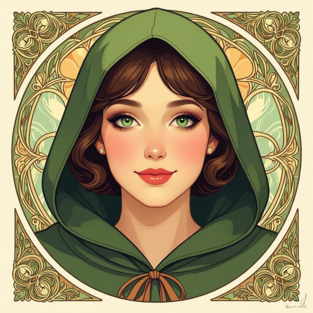 Elegant Portrait of a Woman in Art Nouveau Style