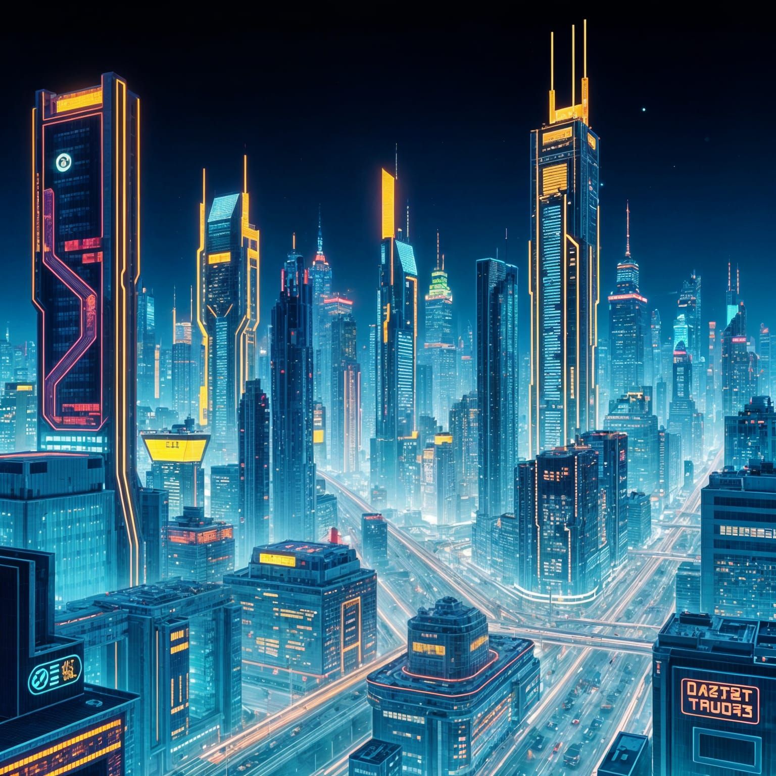 Cityscape Constructed from Layered ASCII Art