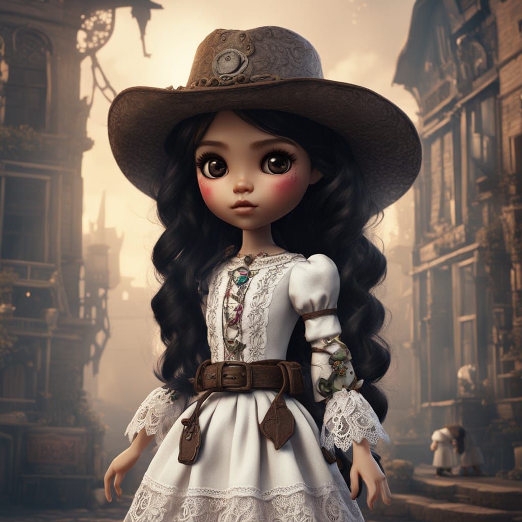Mini Blythe Doll in Gothic Americana Style