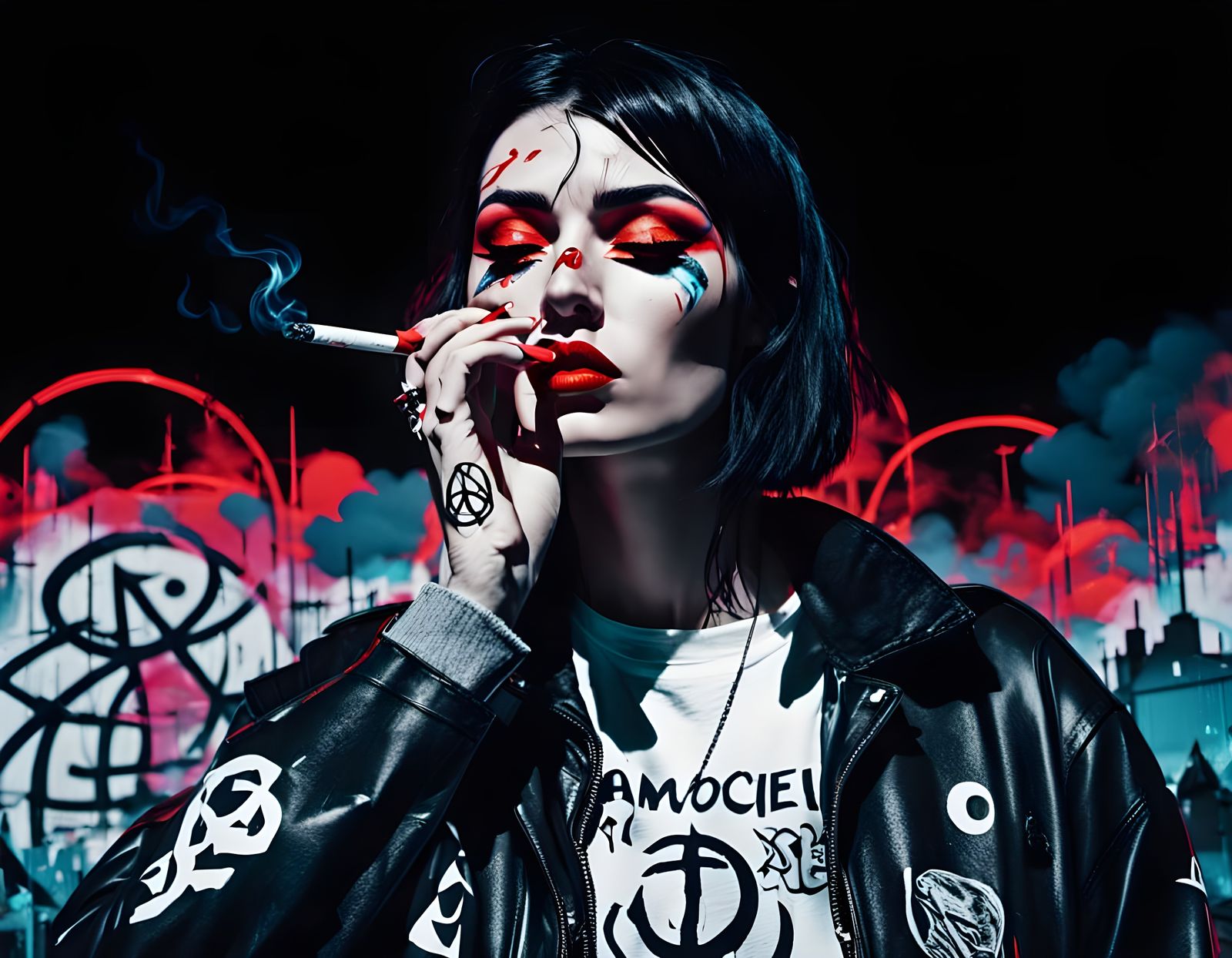 Woman Tags Moon with Anarchy Symbol in Space