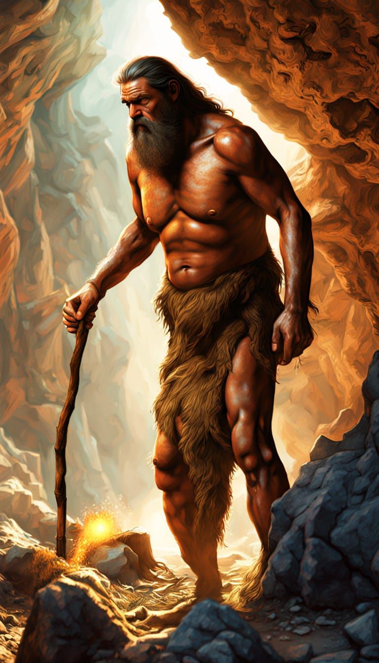 Caveman Depicts Successful Hunt with Charred Stick
