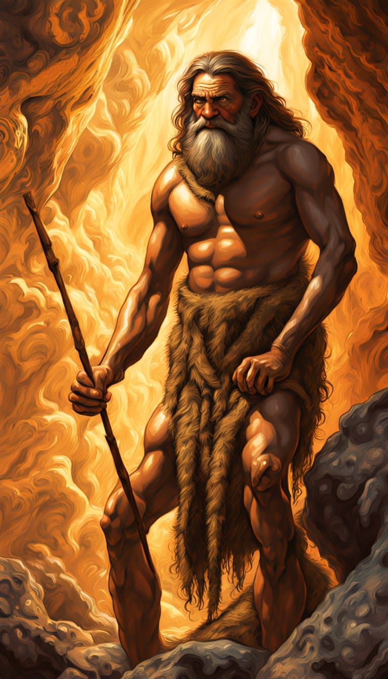 Caveman Depicts Successful Hunt with Charred Stick