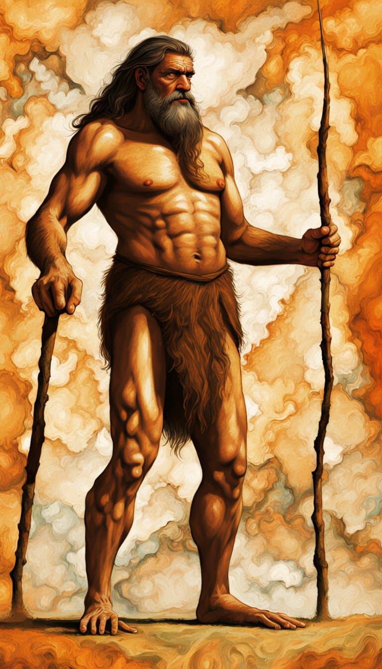 Caveman Depicts Successful Hunt with Chared Stick Wand