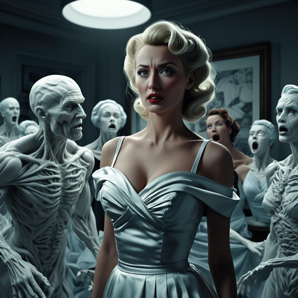 Abstract 1950s Portraits in Hyperrealistic Matte Painting