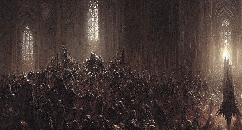 Gothic Horror Knight in Dark Engraving Style