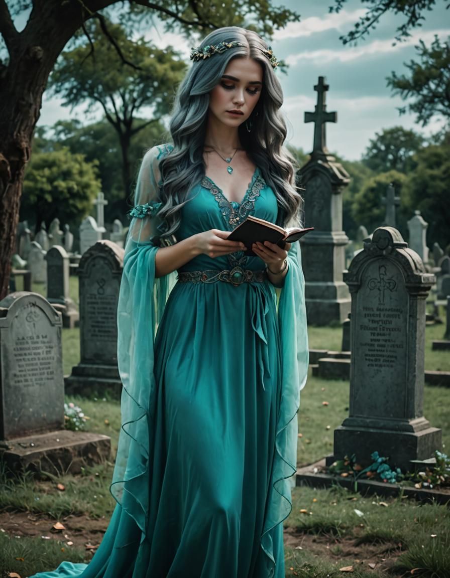 Sad Woman with Letter in Fantasy Setting