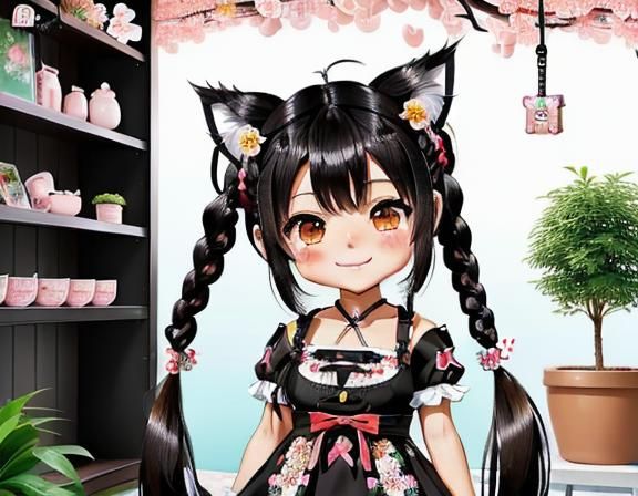 Cute Chibi Catgirl in Harajuku Fashion