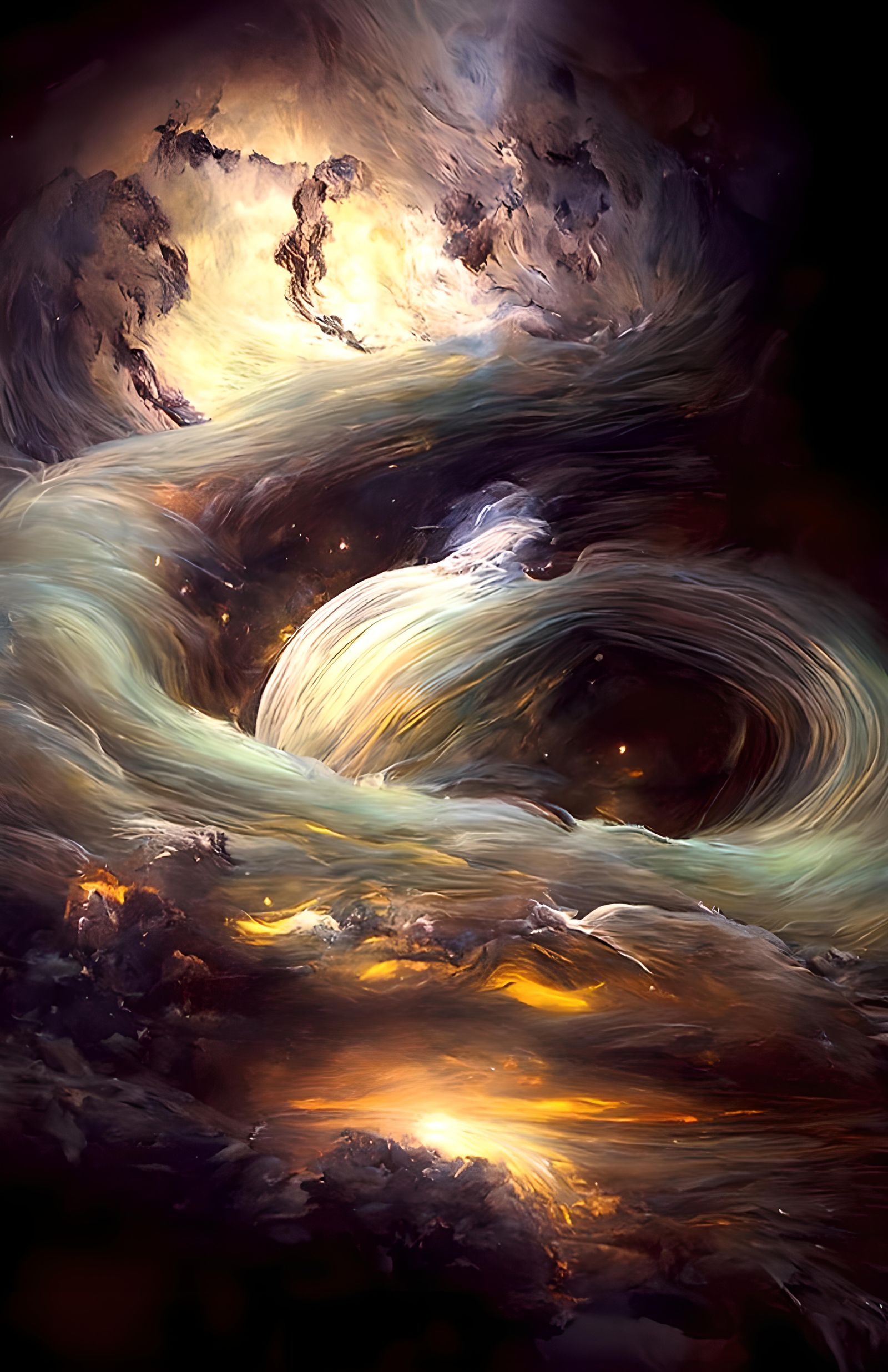 Vibrant Cosmic Landscape with Swirling Nebulas