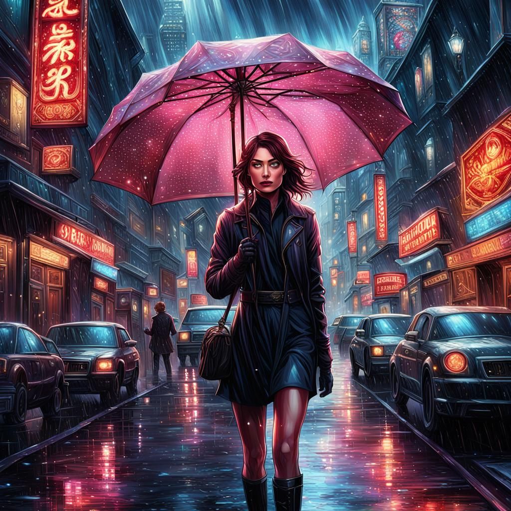 Girl in Diamond Rain: Anime Digital Art