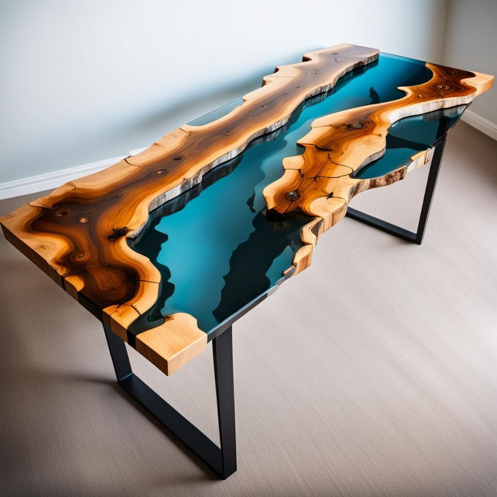 Exotic Wood Resin River Table in Natural Light