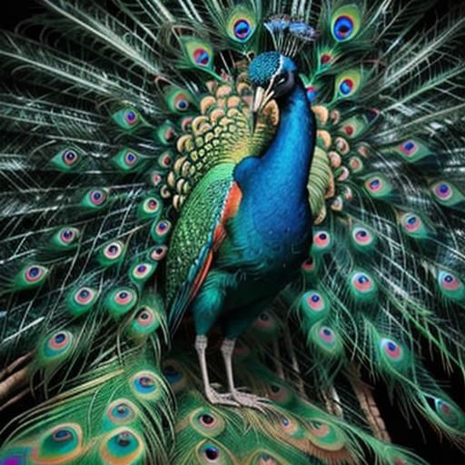Vibrant Peacock Displayed in Splendid Colors