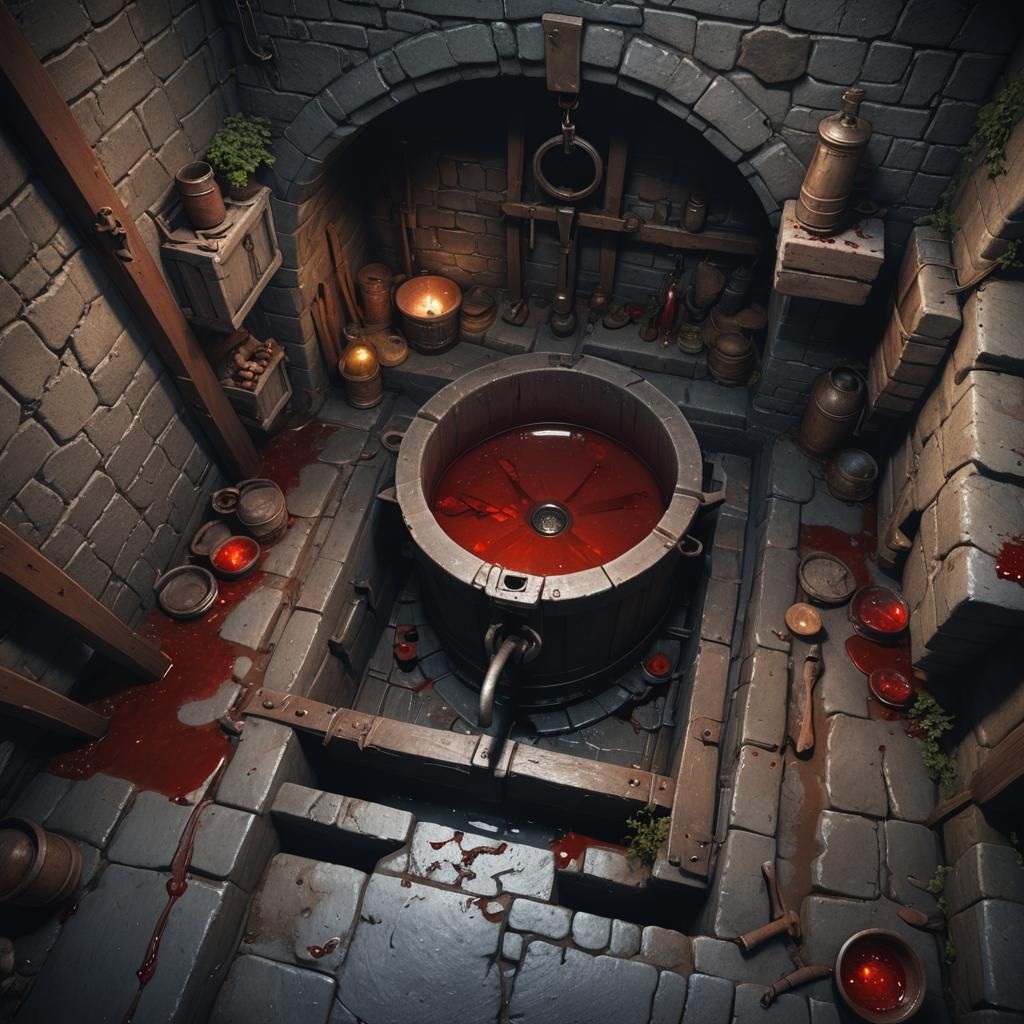 Eerie Cellar Scene in Detailed Matte Painting