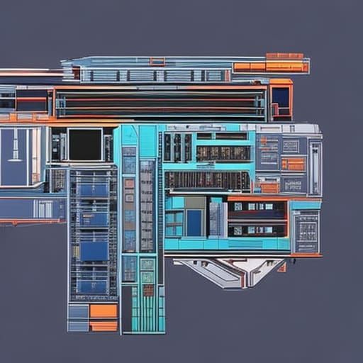 Hyperrealistic Blueprint of a Computer in Concept Art Style