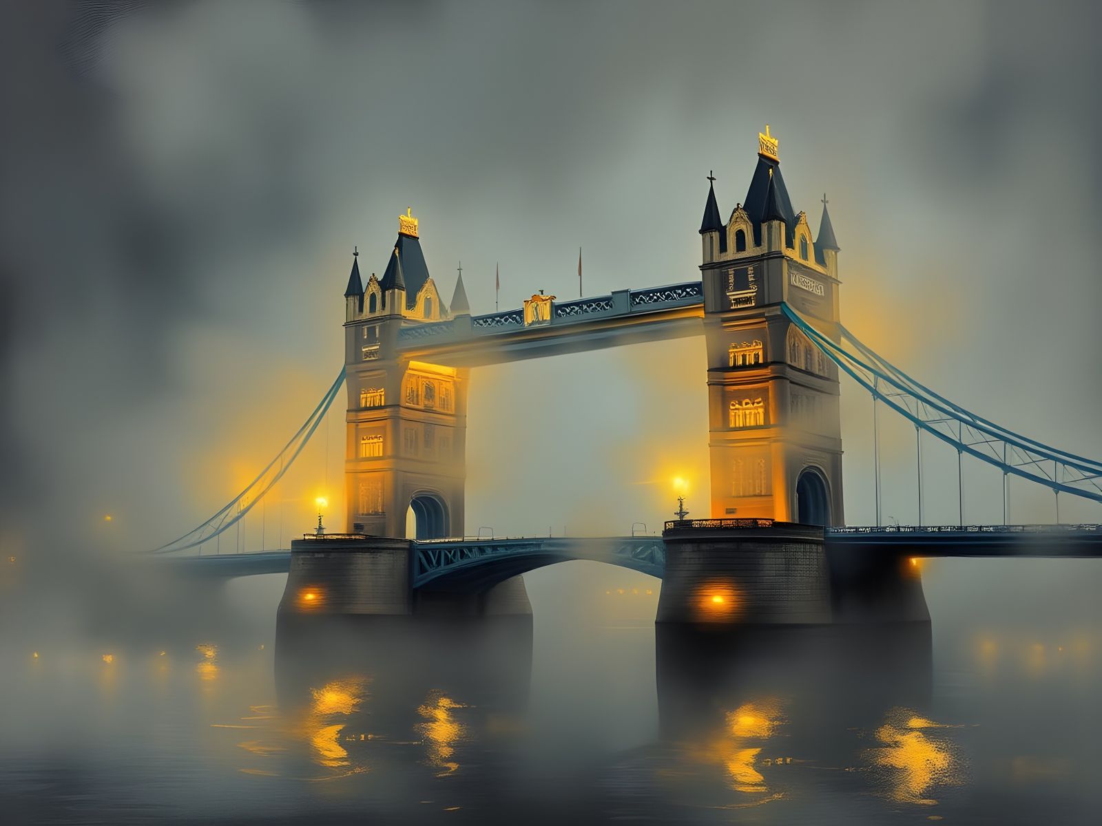 Fog-Kissed London Bridge at Night