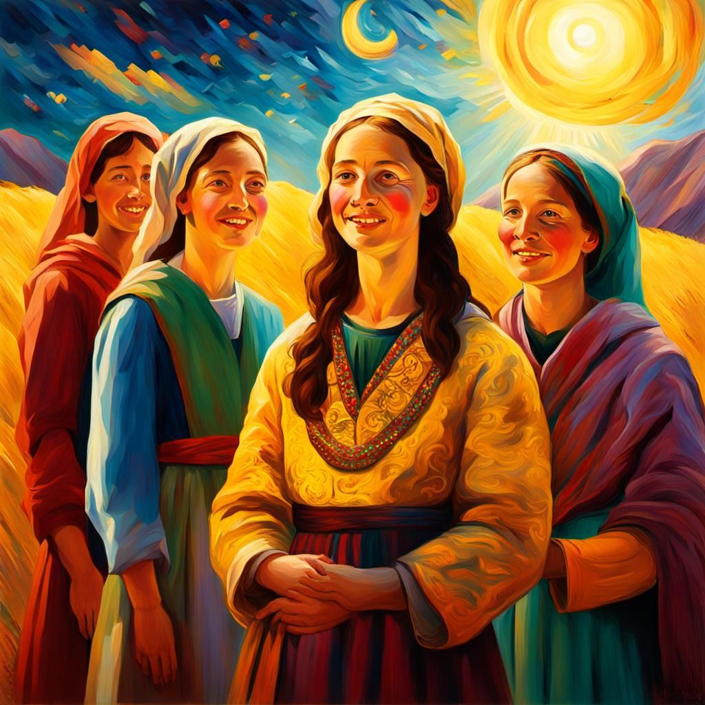 Christ and Women in Sunlit Landscape: Van Gogh Style