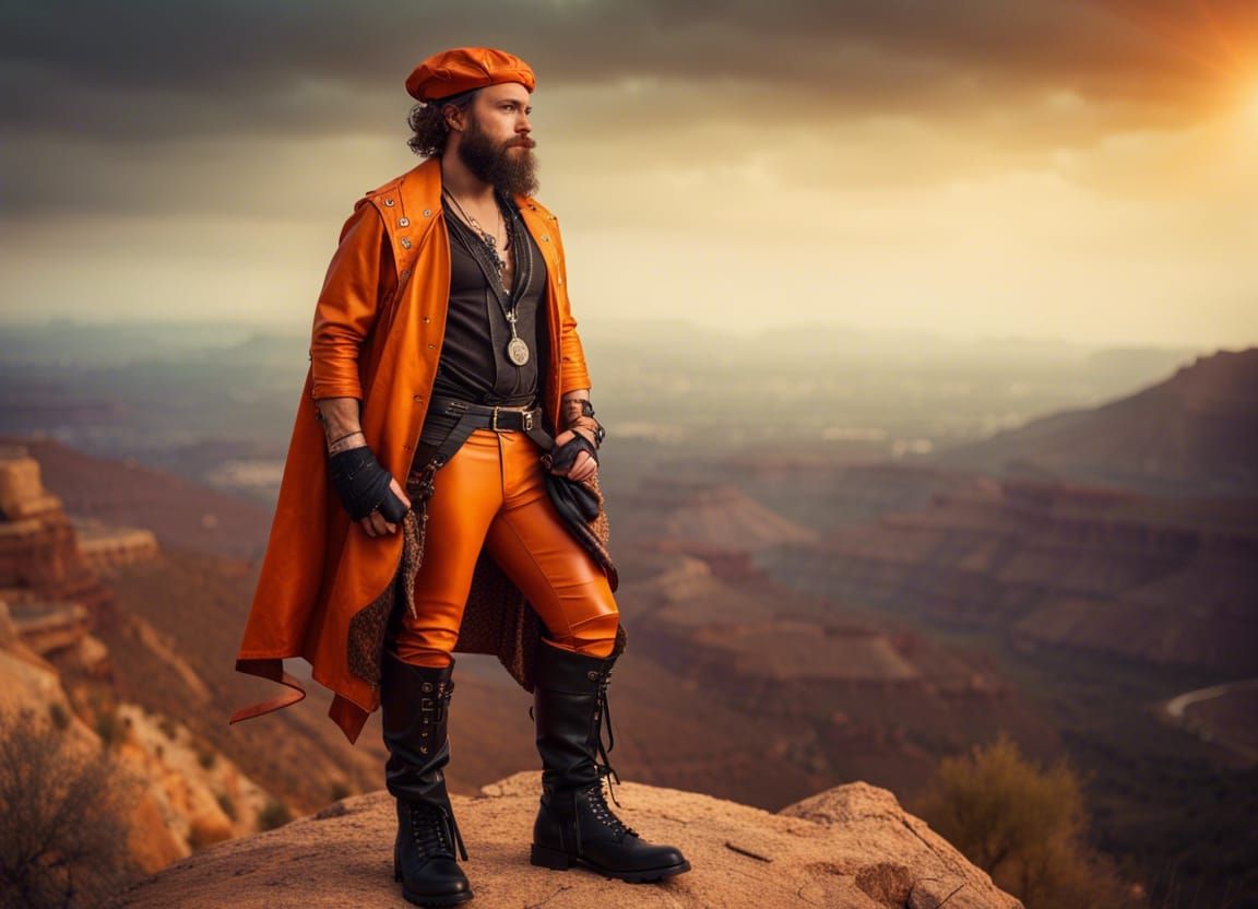 Biker Sorcerer on Desert Cliffside