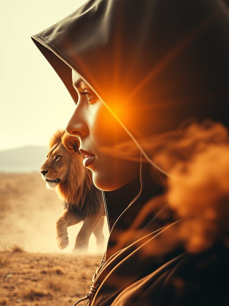 Assassin's Creed Woman Blended with Savannah Landscape