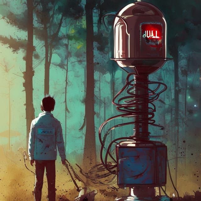 Terrifying Gumball Machine Man in Horror Art Style