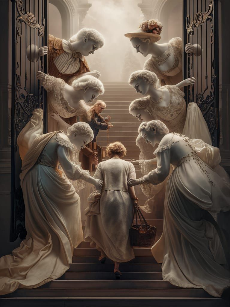 Ethereal Ghosts Ushering Souls into Heaven