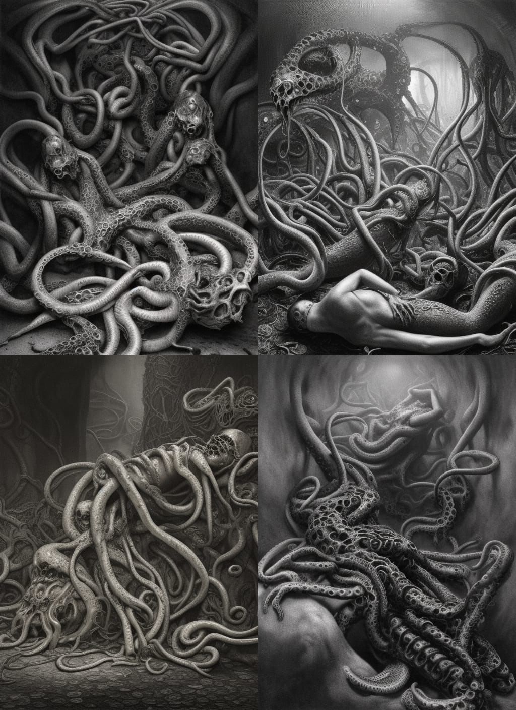 Cybernetic Tentacles Envelop Decomposing Bodies